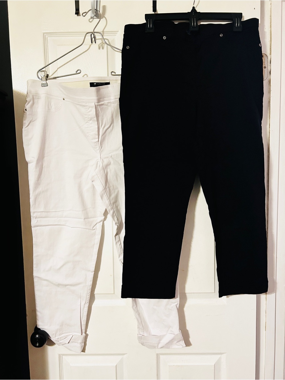 2 pair bundle. Basic Editions Cropped Ankle Pants Navy & White